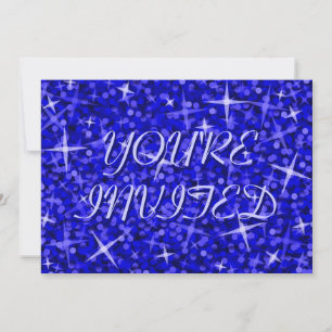 Glitz Dark Blue "You re Invited" blauer Text Einladung