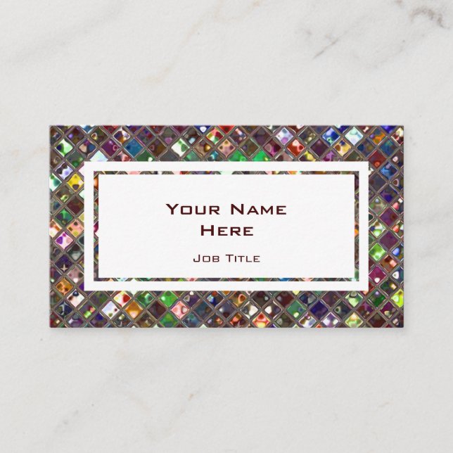 Glitz deckt mehrfarbiges weißes Rechteck mit Visitenkarte (Vorderseite)
