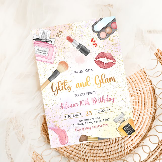 Glitz Glam Glamour Wellness-Center Party Girl Make Einladung (Von Creator hochgeladen)
