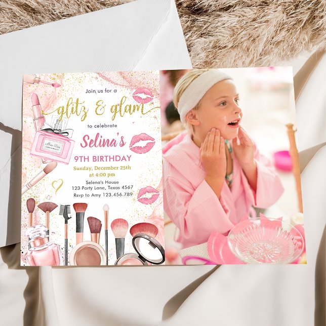 Glitz Glam Glamour Wellness-Center Party Pink Make Einladung (Von Creator hochgeladen)