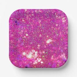 Glitz Glam Glitzer Pink Aurora Party Papier Teller