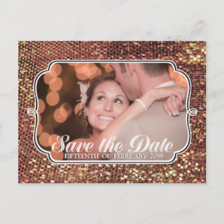 Glitz Glam Gold Save the Date Foto Postkarte
