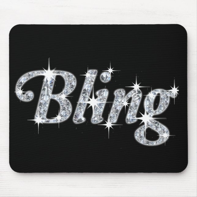 Glitz & Glam Imitate Diamant Blende Design Schwarz Mousepad (Vorne)