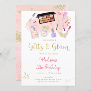 Glitz & Glam Pink Gold Wellness-Center Geburtstag Einladung