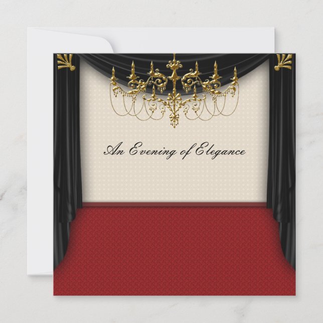 Glitz Glamour Black Krawatte Prom Einladungen (Vorderseite)