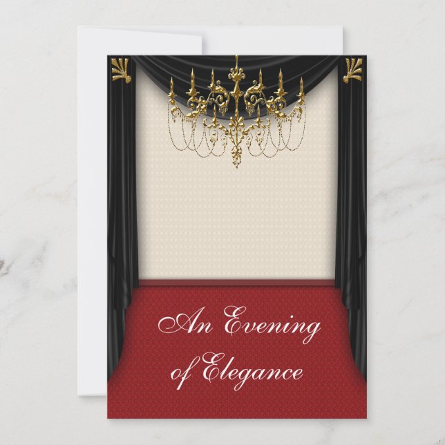 Glitz Glamour Black Krawatte Prom Einladungen (Vorderseite)