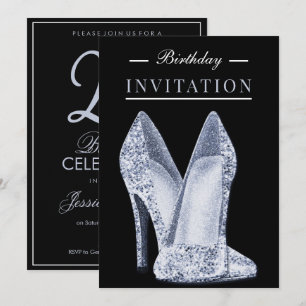 Glitz & Glamour Blau 25. Geburtstag Einladung
