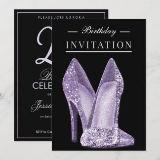 Glitz & Glamour Flieder 25. Geburtstag Einladung