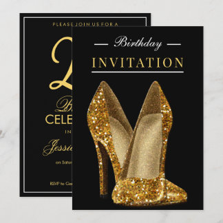 Glitz & Glamour Gold 25. Geburtstag Einladung