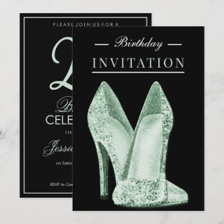 Glitz & Glamour Green 25. Geburtstag Einladung