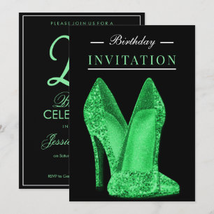 Glitz & Glamour Hellgrün 25. Geburtstag Einladung