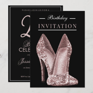 Glitz & Glamour Rose Gold 25. Geburtstag Einladung