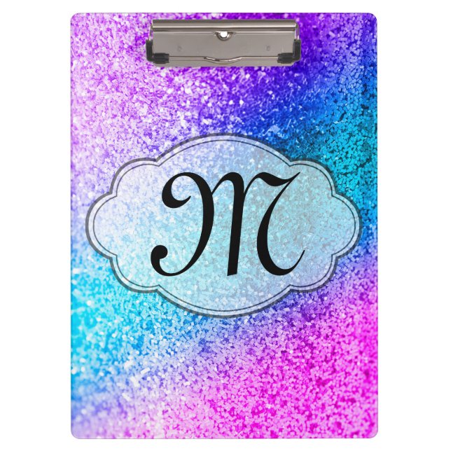 Glitz Glitter Mädchen Monogramm Anfangs Klemmbrett (Vorderseite)