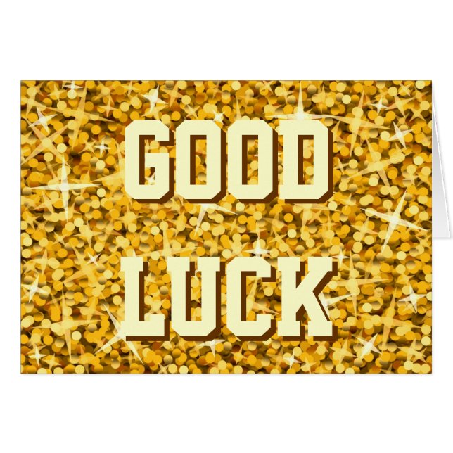 Glitz "Gold" 'Viel Glück' 'Ihr Text'-Karte (Vorderseite (Horizontal))