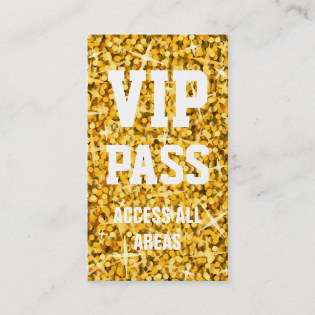 Glitz "Gold" "VIP PASS" Visitenkarte (Vorderseite)