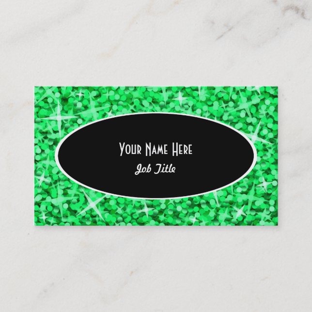 Glitz Green Black Oval Visitenkartenvorlage Visitenkarte (Vorderseite)