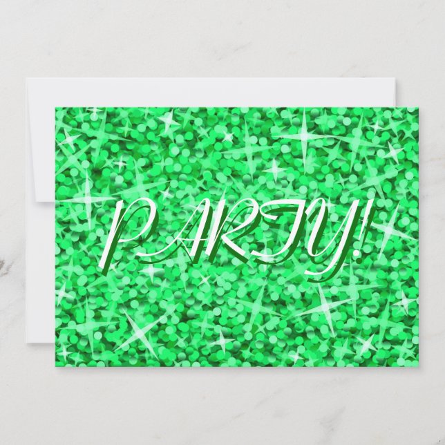 Glitz Green 'Party!' Einladung St Patrick's Day (Vorderseite)