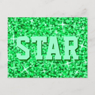 Glitz Green 'STAR' Postkarte