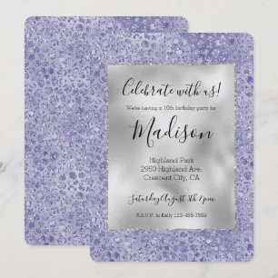 Glitz Leopard, Lila Glitzer Einladung
