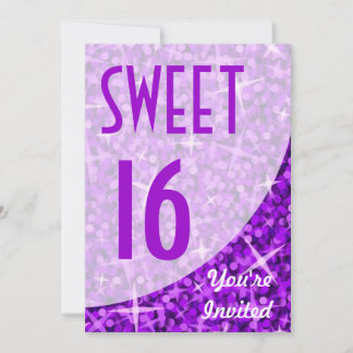 Glitz Lila Kurve "Sweet 16" Einladung
