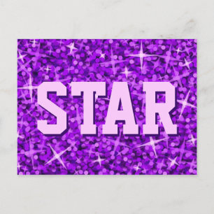 Glitz Lila Postkarte "STAR"