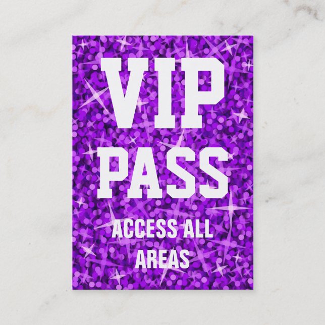 Glitz Lila "VIP PASS" Visitenkartenverkubby Visitenkarte (Vorderseite)