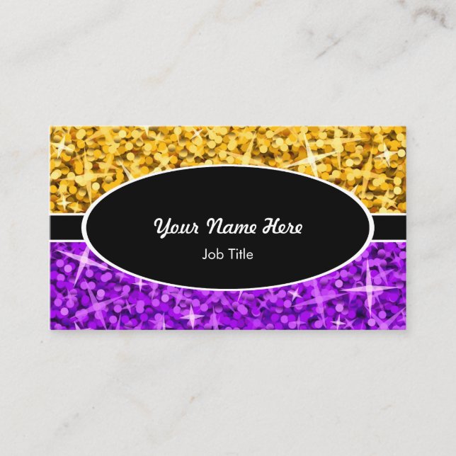 Glitz Mischungs-"Gold" lila schwarze ovale Visitenkarte (Vorderseite)