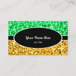 Glitz-Mischungs-Grün-"Gold" schwarze ovale Visitenkarte