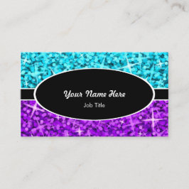 Glitz Mix Blue Lila schwarz ovale Visitenkarte