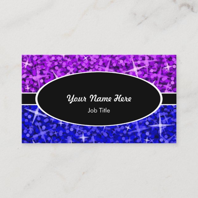 Glitz Mix Lila Blue Black Oval Visitenkarte (Vorderseite)