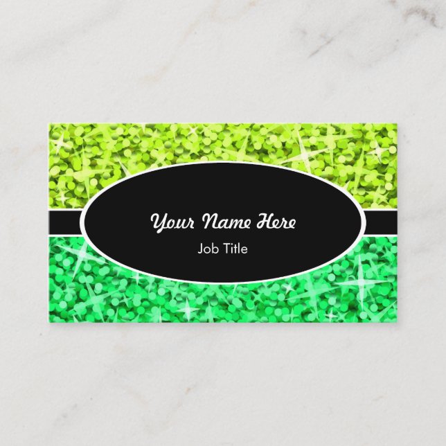 Glitz Mix Lime Green Black Oval Visitenkarte (Vorderseite)