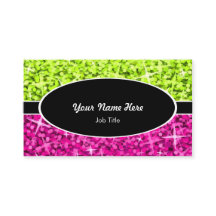 Glitz Mix Limon Pink Black Oval Visitenkarte