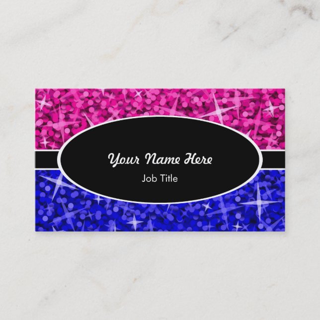 Glitz Mix Pink Blue Black Oval Visitenkarte (Vorderseite)