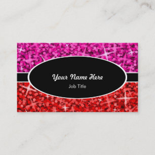 Glitz Mix Pink Red Black Oval Visitenkarte