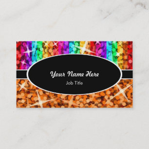 Glitz Mix Rainbow Orange Black Oval Visitenkarte