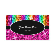 Glitz Mix Rainbow Pink Schwarz Oval Visitenkarte
