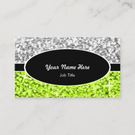 Glitz Mix "Silver" Limone schwarz-ovale Visitenkar Visitenkarte