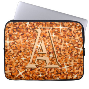 Glitz Orange "monogram" Notebookhülle 13 Zoll Laptopschutzhülle