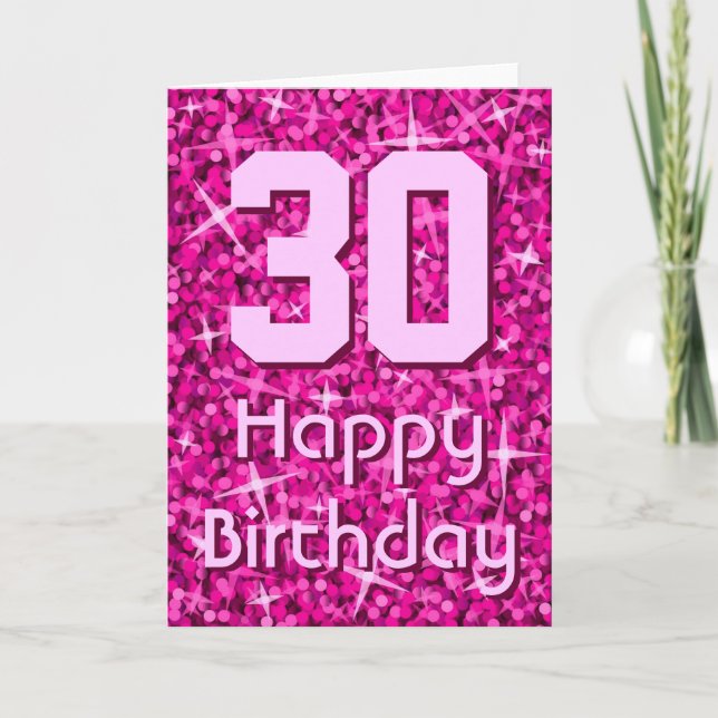 Glitz Pink 'Age' "Happy Birthday" Grüße Karte (Vorderseite)
