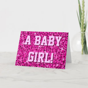 Glitz Pink 'Baby Girl' 'Herzlichen Glückwunsch' Ka Karte