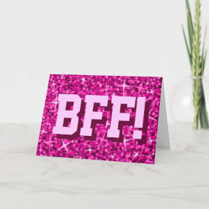 Glitz Pink 'BESTE FREUNDIN' 'Ihr Text' Grüße Karte