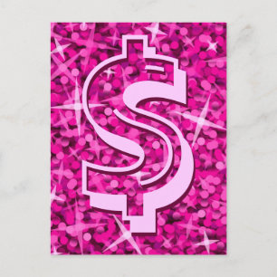Glitz Pink Dollar Postkarte