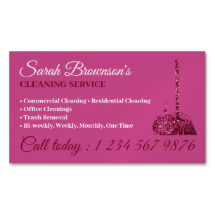 Glitz Pink Glamour Cleaning Service Janitorial Magnetische Visitenkarte