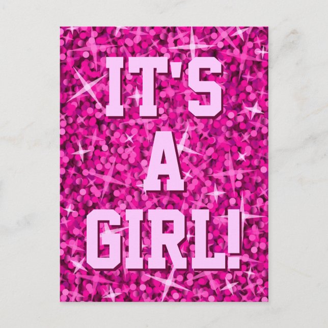 Glitz Pink 'It's a Girl!' Postkarte (Vorderseite)