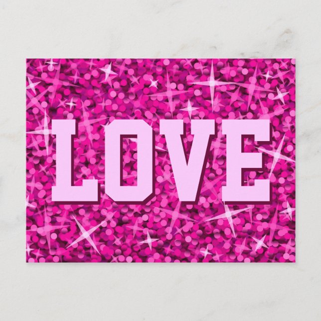Glitz Pink 'LIEBE' Postkarte (Vorderseite)