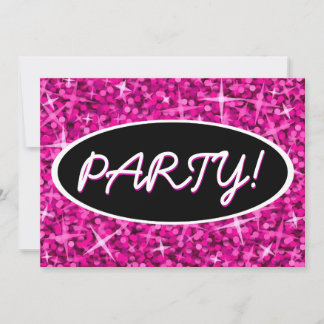Glitz Pink 'Party', schwarz ovale Einladung! Einladung