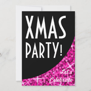 Glitz Pink schwarze Kurve "Xmas Party" Einladung! Einladung