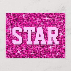 Glitz Pink 'STAR' Postkarte