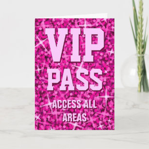 Glitz Pink "VIP Pass" Valentinstag-Karte Feiertagskarte
