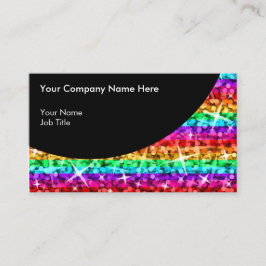 Glitz Rainbow Stripe Black Curve business card Visitenkarte